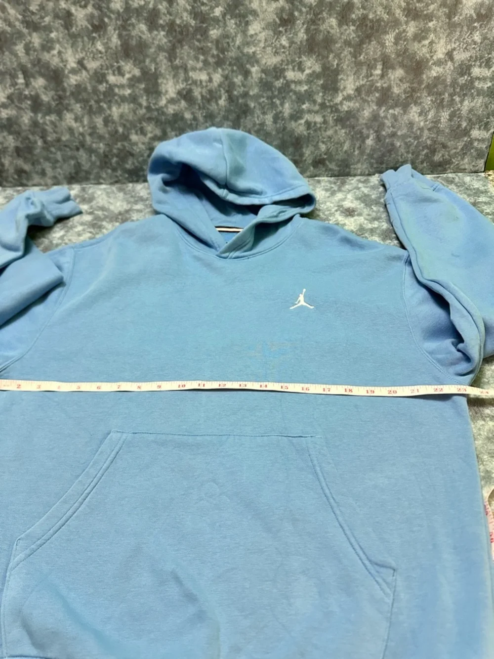 Jordan Light Blue Hoodie with Red Jumpman Logo M